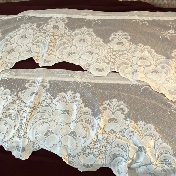 VINTAGE SWAG VALENCES PAIR  SEMISHEER COTTON POLYESTER - Picture 7 of 15